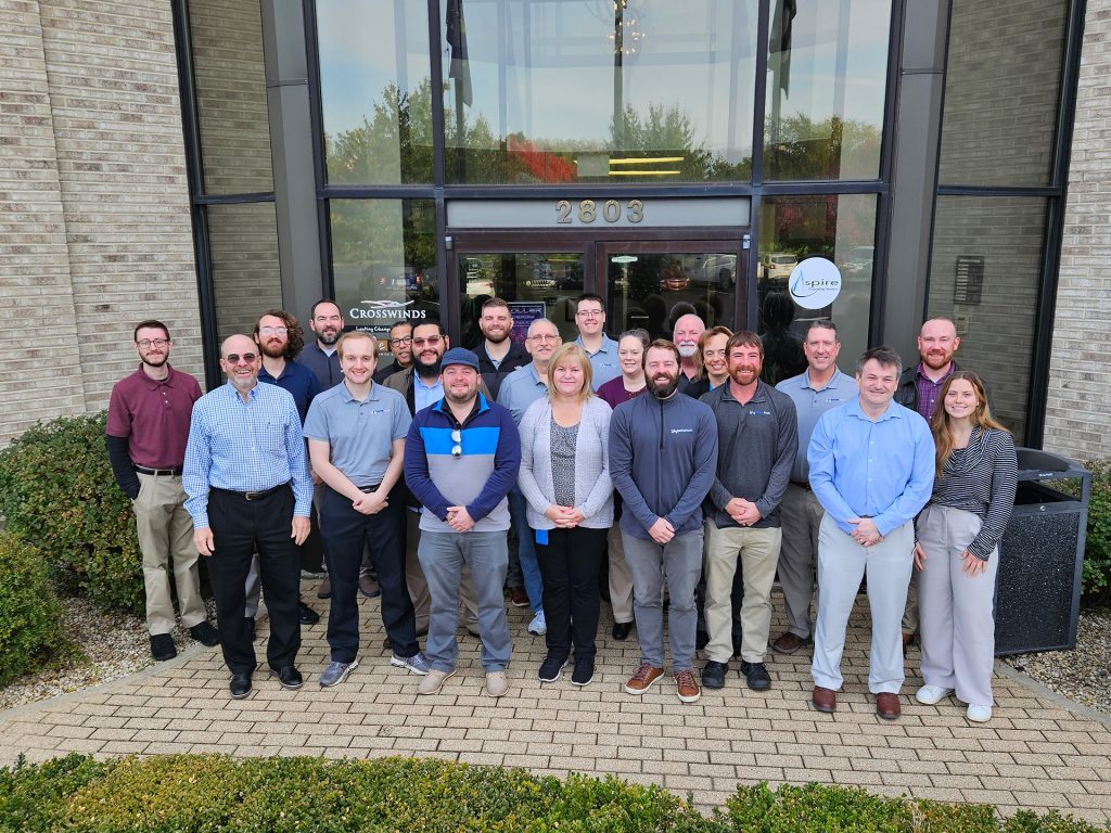 Full Buchertech staff photographed outside the Valparaiso office