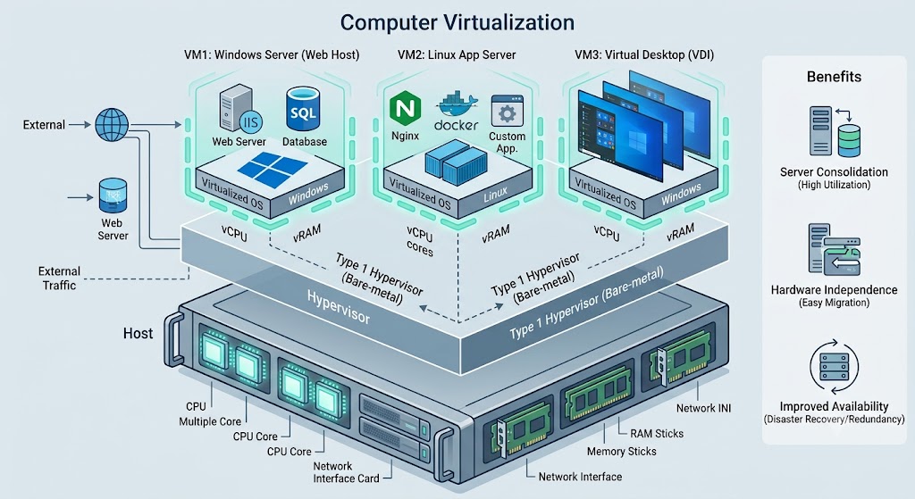 Diagram of a computer virtualization environment